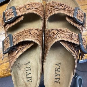 Myra tooled leather sandals